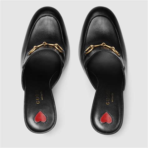 gucci princetown black leather|Gucci princetown leather flat mules.